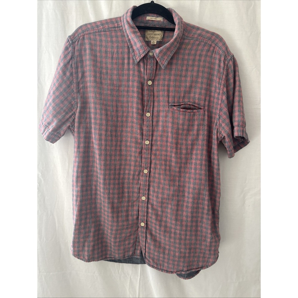 Lucky Brand California Fit Short Sleeve Button Down Mens Plaid Shirt SIZE -XL